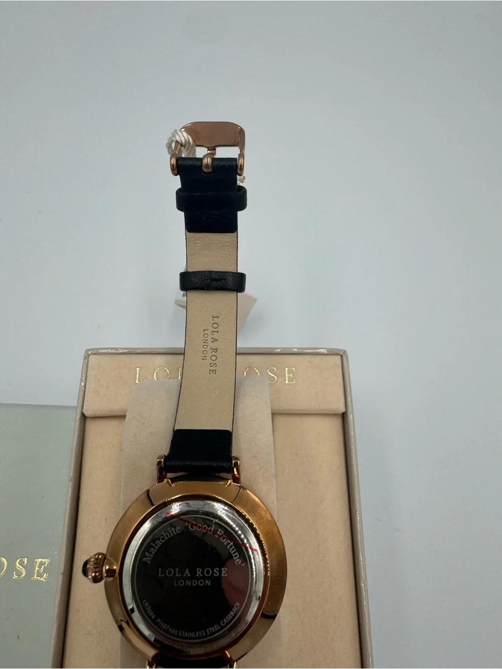 Beautiful Lola Rose Green Dial/ Rose Gold Roman Numeral & black leather strap